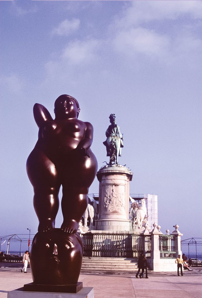 Sculpture exhibition by Fernando Botero on the Praça do Comércio (Trade Square) in Lisbon, Portugal.