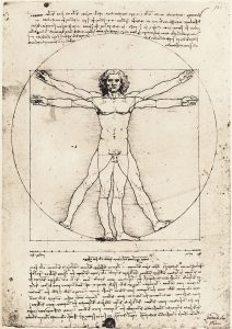 Vetruvian Man, by Leonardo da Vinci created c. 1480-1490.