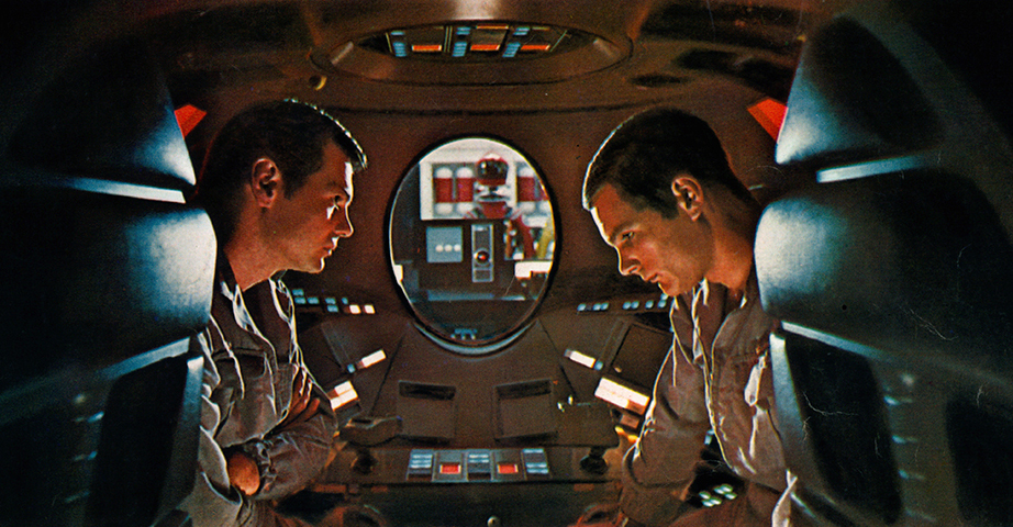 Gary Lockwood and Keir Dullea in capsule together in a scene from the film '2001: A Space Odyssey', 1968. (Photo by Metro-Goldwyn-Mayer/Getty Images)