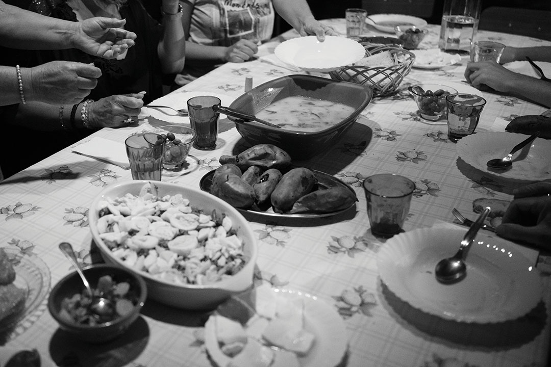 Family table full of food