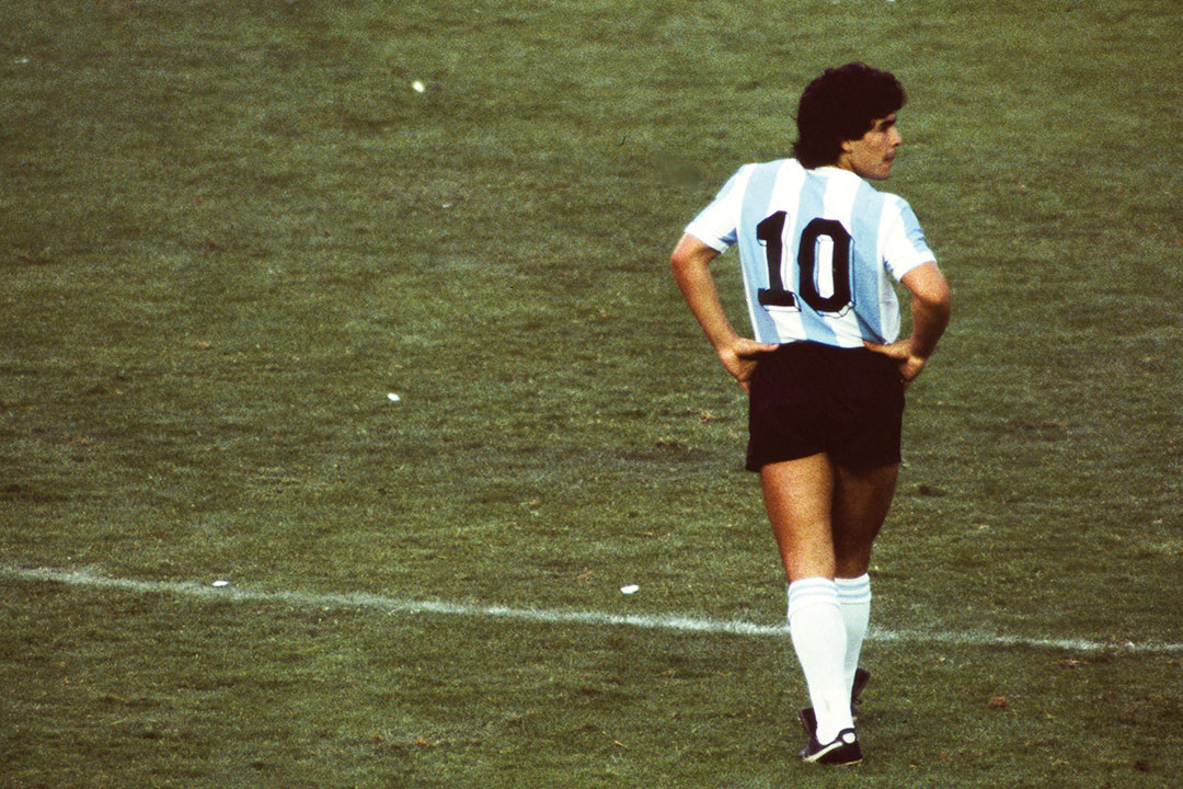 Diego Maradona of Argentina during the FIFA World Cup Group 3 match between Argentina and Belgium, at Camp Nou, Barcelona, Spain on 13 June 1982