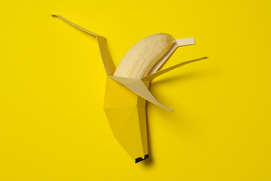 banana on a yellow background