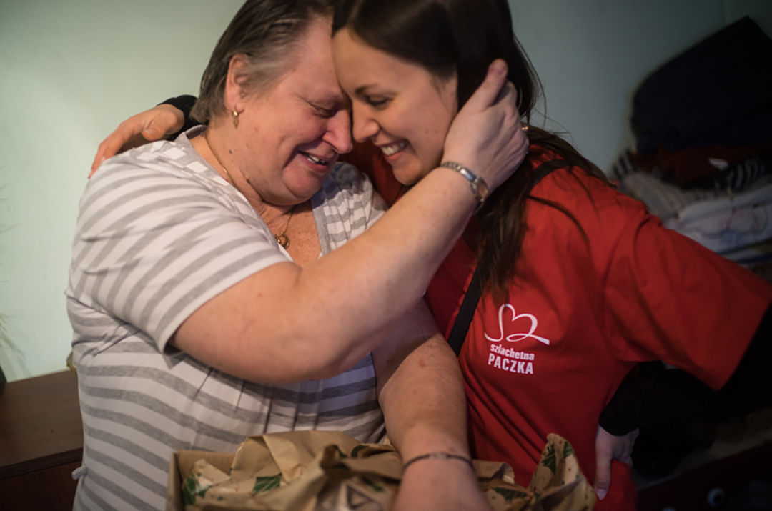 two women hugging