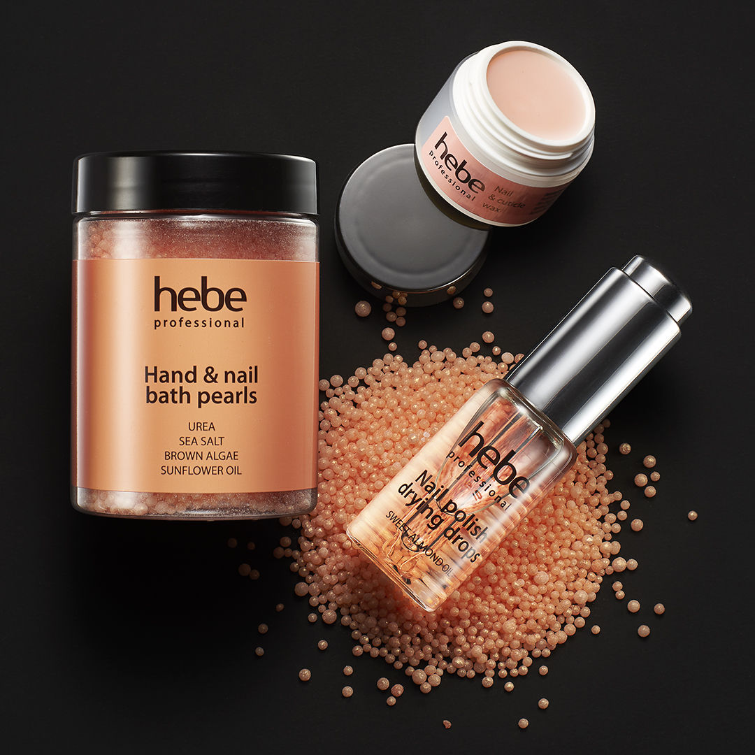 photography of Hebe products, including pears and nail polish