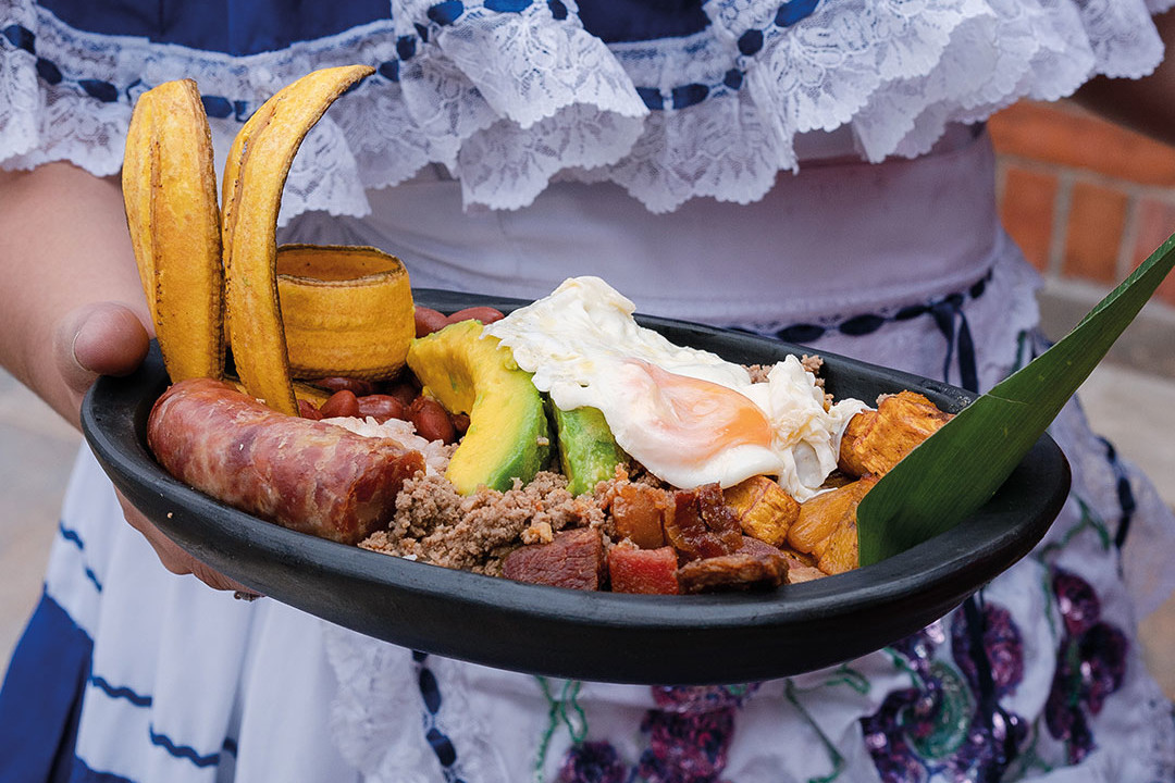 Bandeja paisa colombiana, typical dish of Colombia, Antioquia, colombian food