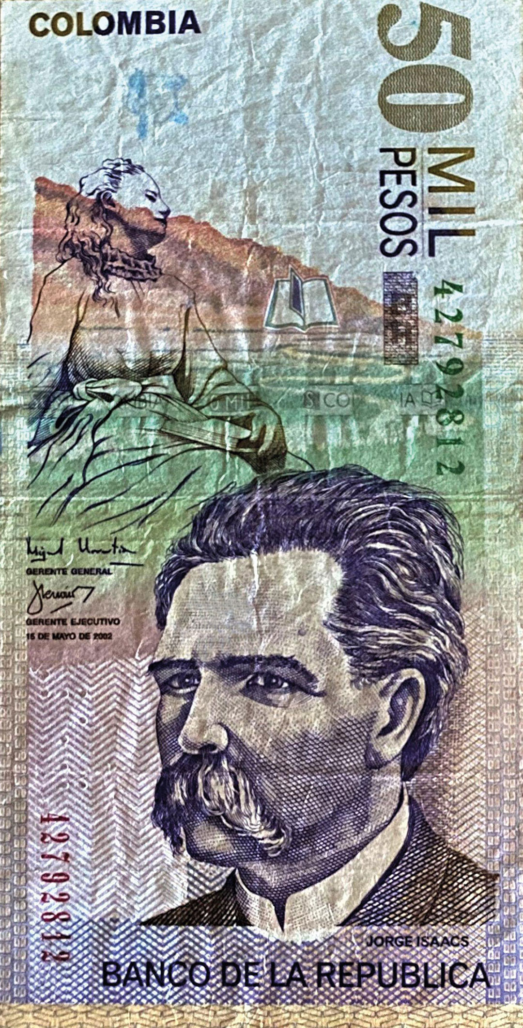 Colombian bill, currency, bank note