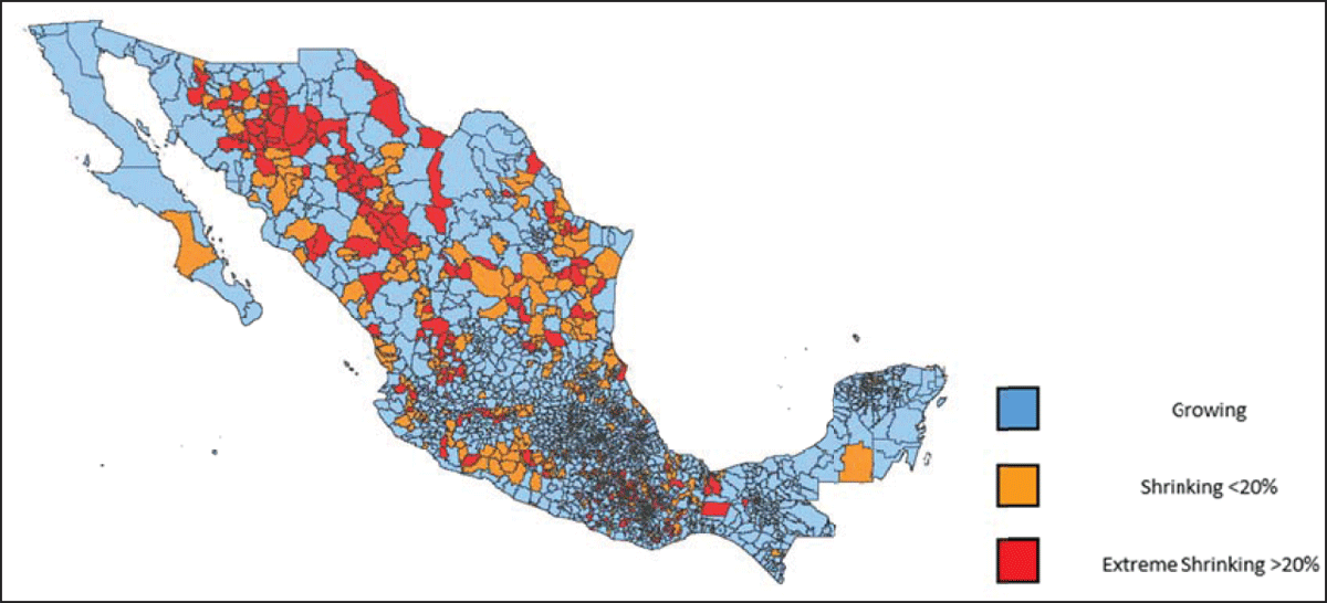 Urban Shrinkage and Suburbanization in Mexico: A View Based on the