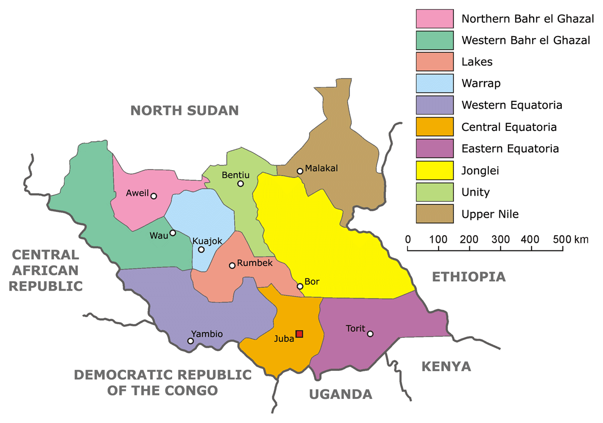 Map of South Sudan