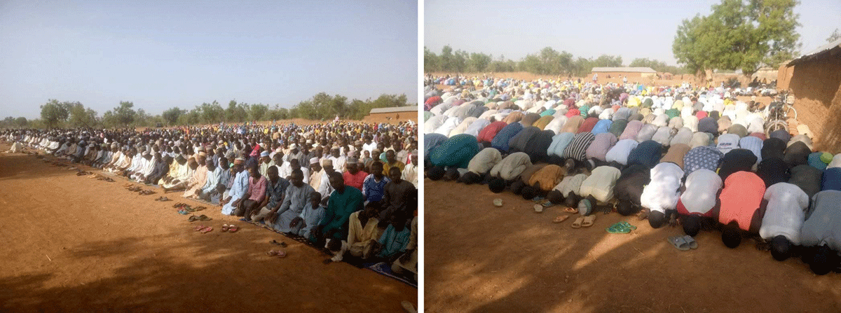 Residents of Bagega Village in Zamfara State, Nigeria at a mass