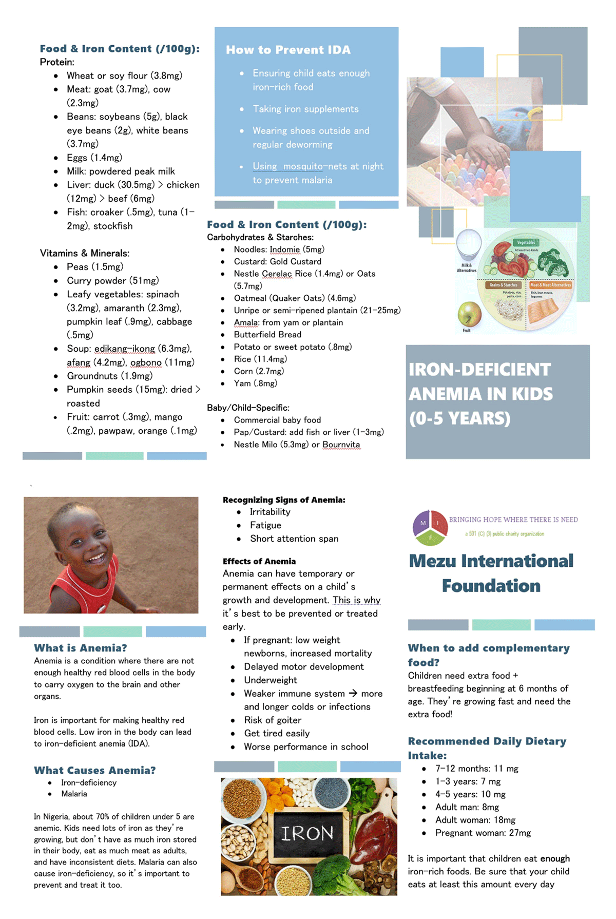 Pediatric iron-deficiency anemia caregiver brochure