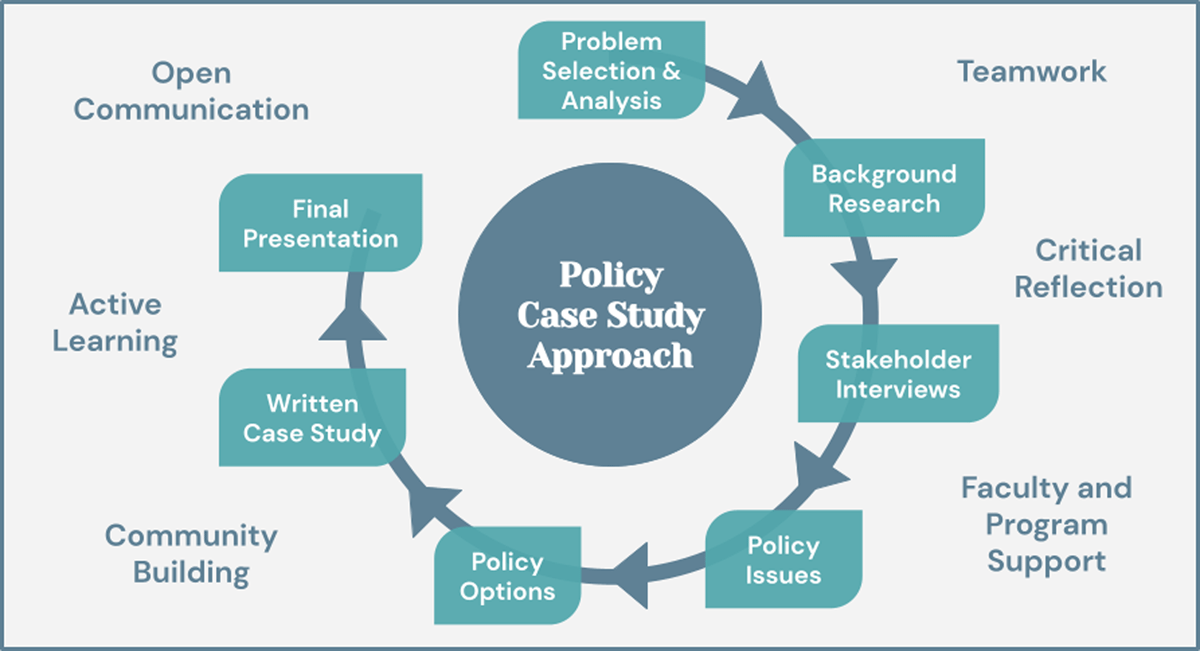 Figure outlining the seven steps of the policy case study approach and the underlying global health skills and values.2