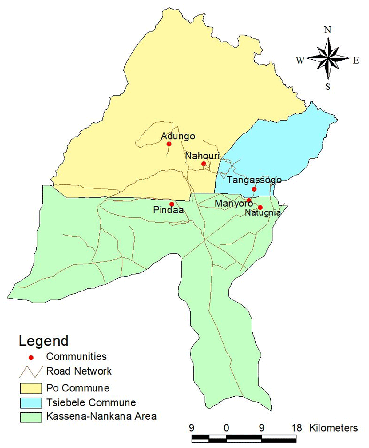 Map of Frontline Border Communities in Southern Burkina Faso and
                        Northern Ghana