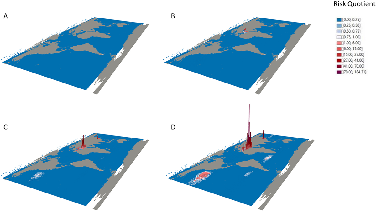 Figure 3.5. Changes in the global risks of microplastic pollution in the ocean over time.