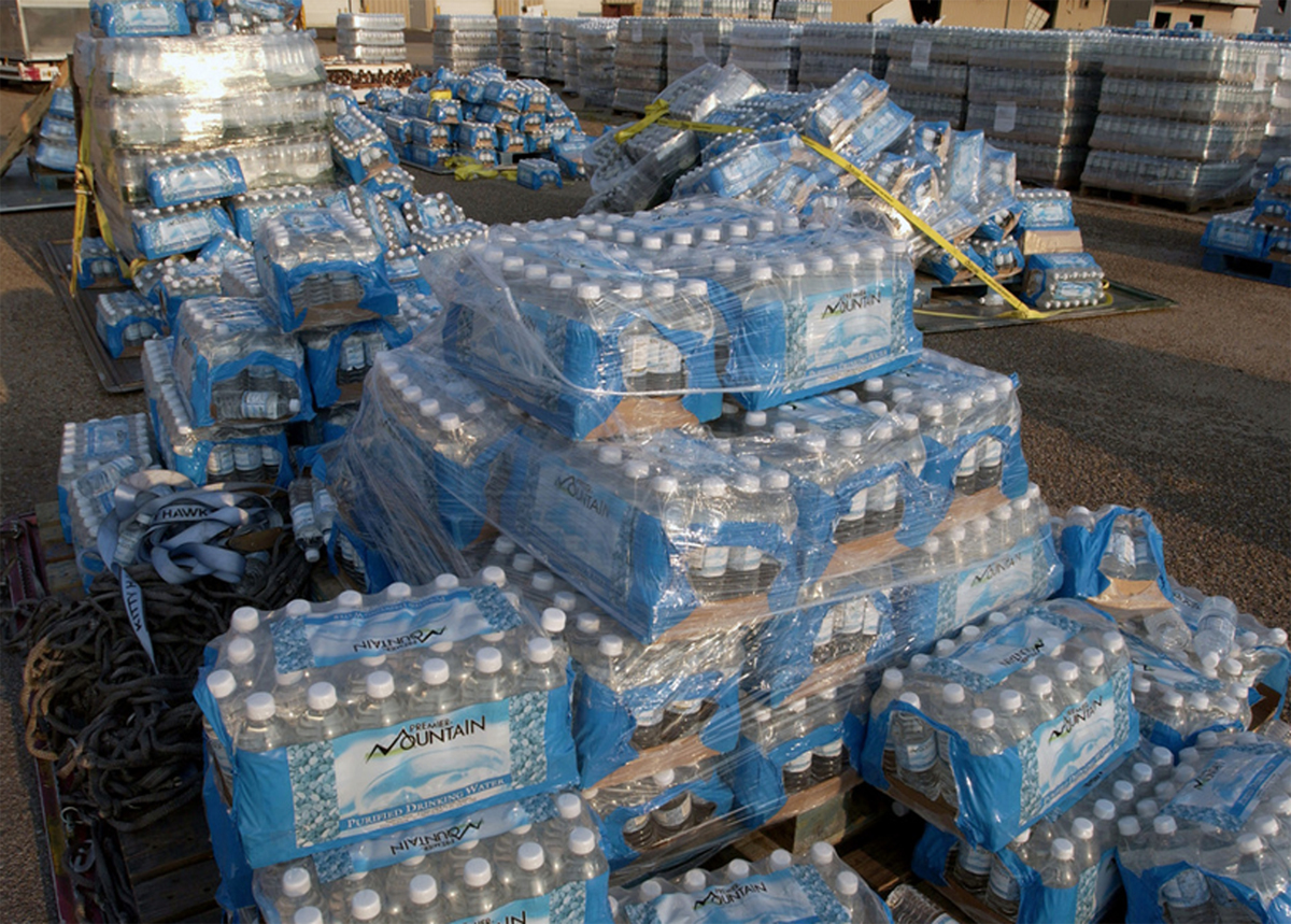 Figure 6.4 Bottled drinking water to support Hurricane Katrina personnel in New Orleans, Louisiana.