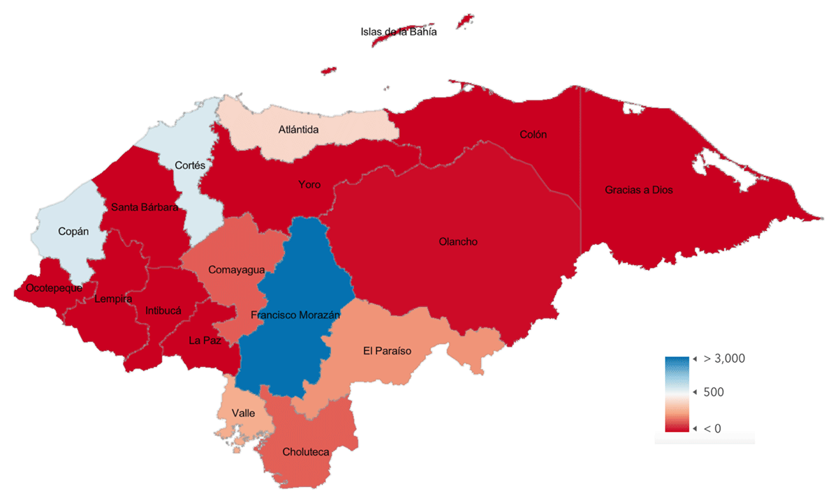 Cataract Surgeries per Year by Honduran Department