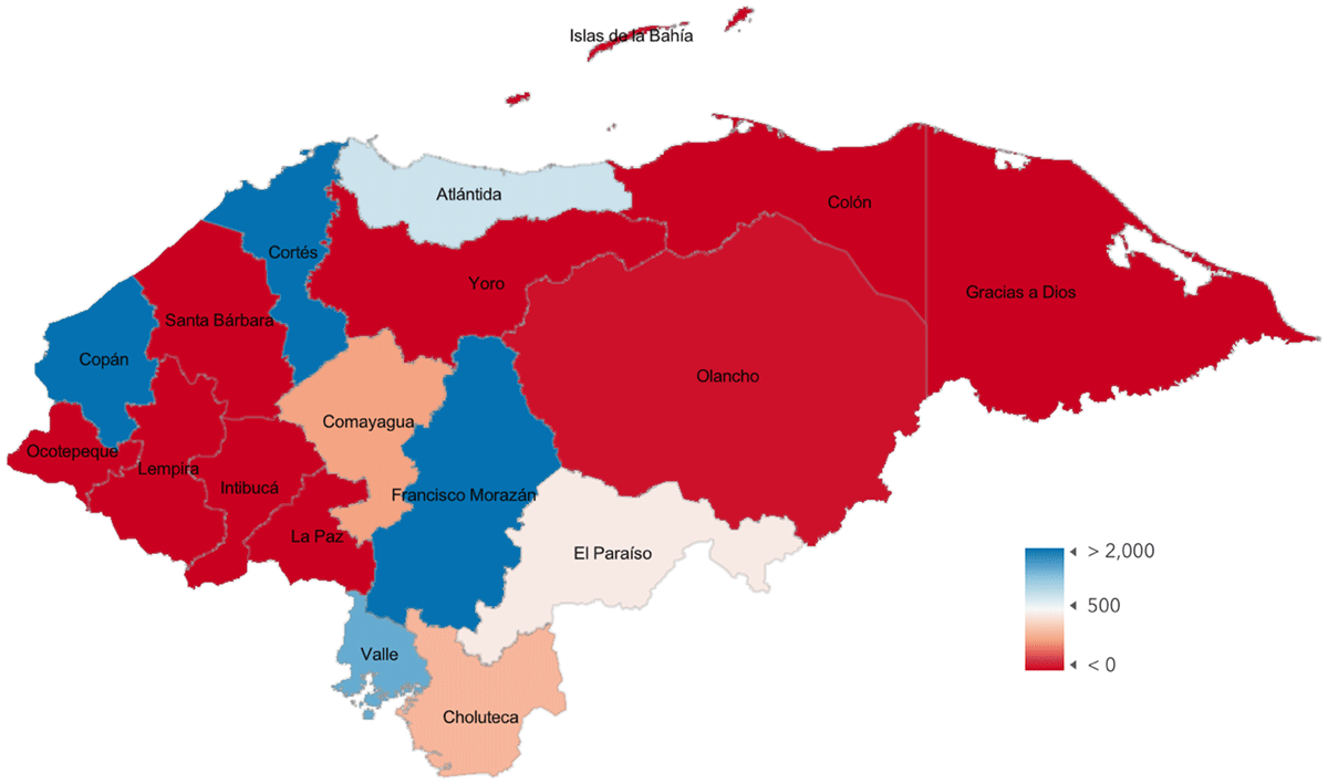 Cataract Surgical Rate (surgeries per million per year) by Honduran Department