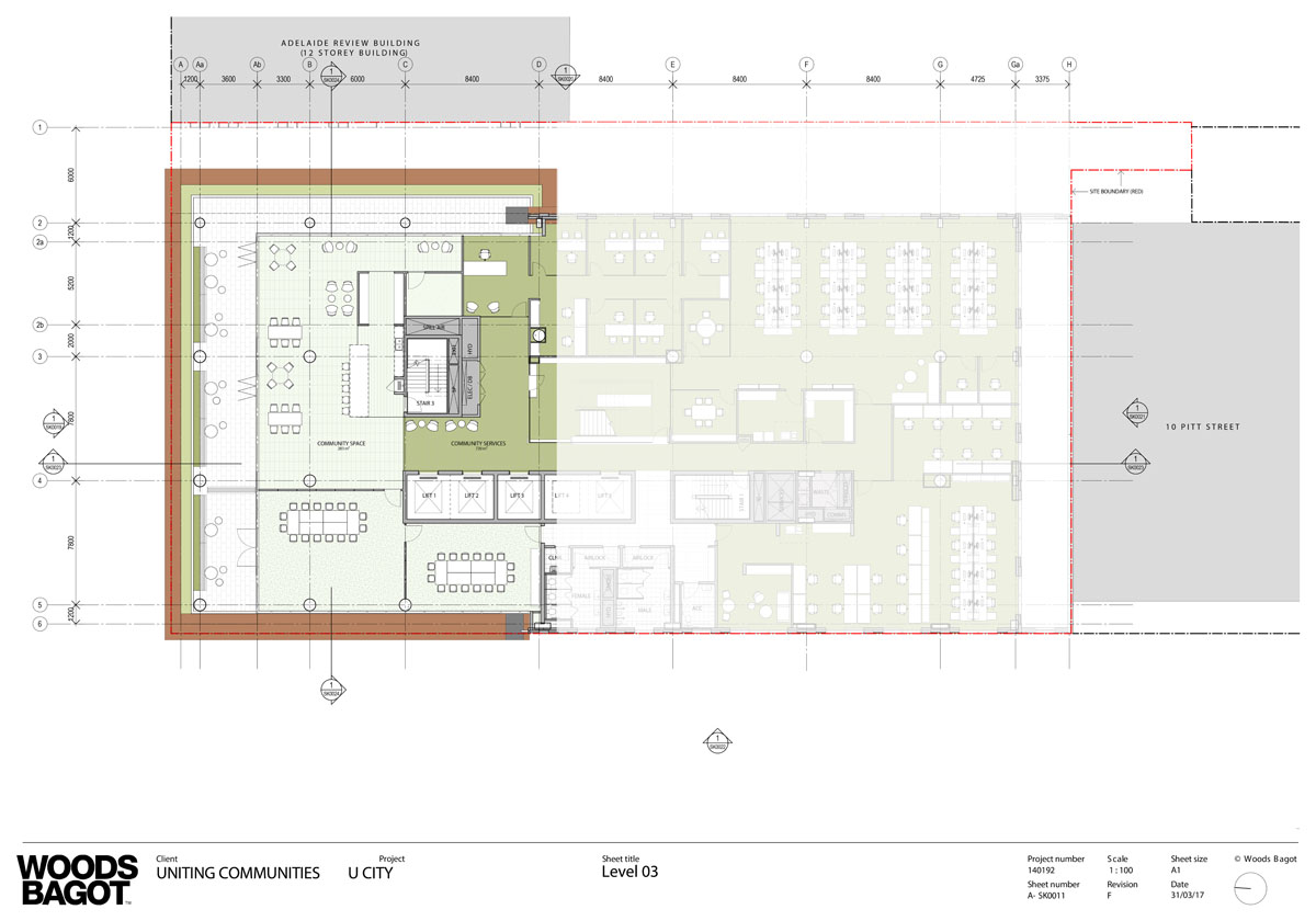 Architectural plan of U City: level 3, highlighting the Inbari Ku space