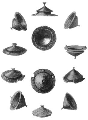 Shield Bosses illustration in Saxon Obsequies (Neville, 1852a).