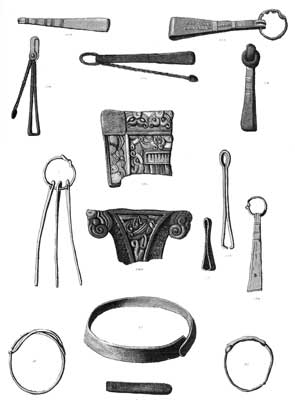 A collection of smaller bronze artefacts from the Little Wilbraham report (Neville, 1852a).