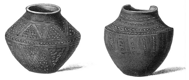 Cinerary Urns from Little Wilbraham illustrated in Neville’s Saxon Obsequies (Neville, 1852a).