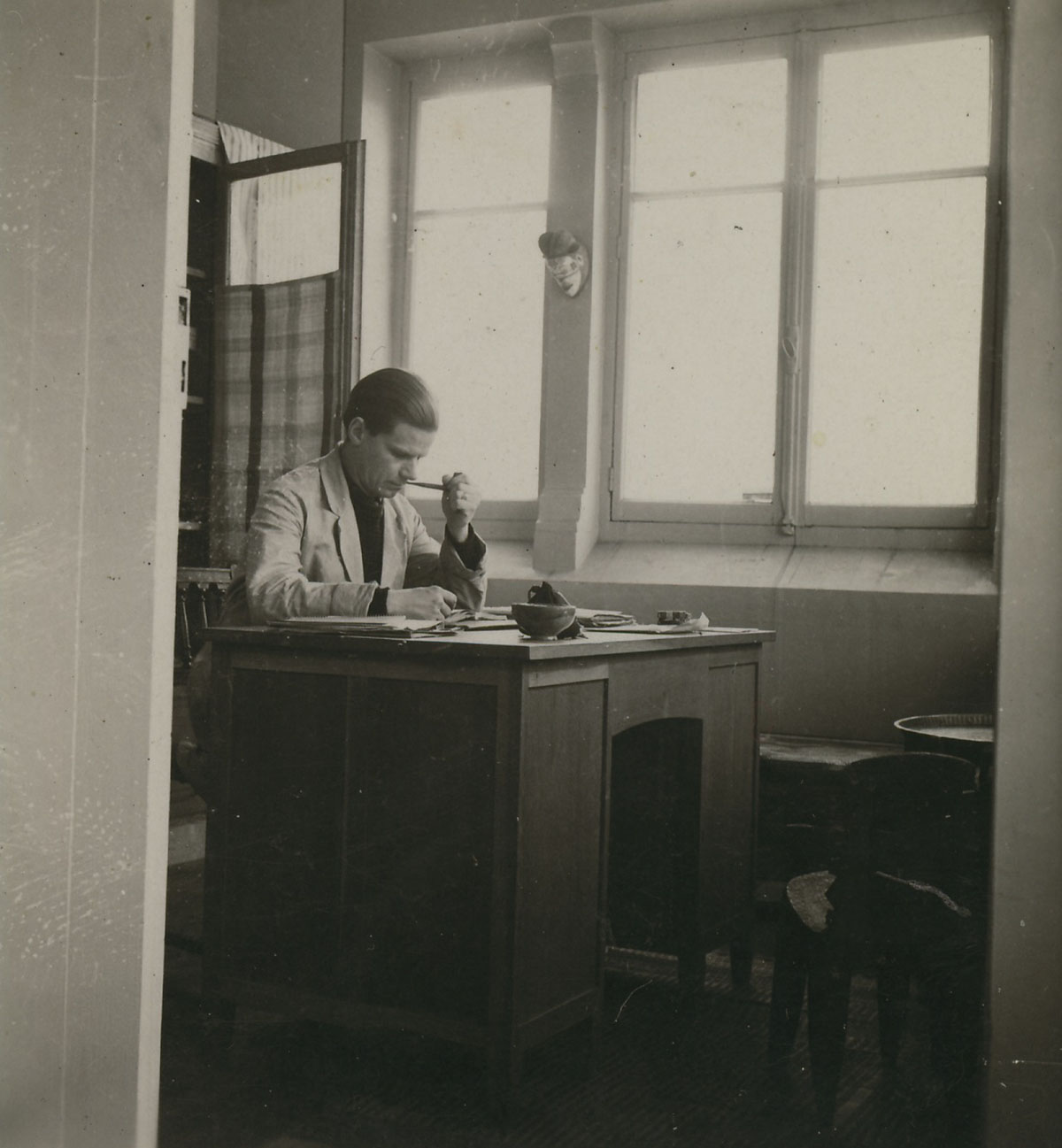 André Leroi-Gourhan at his desk in his office at the faculty of letters of the University of Lyon, 1951.