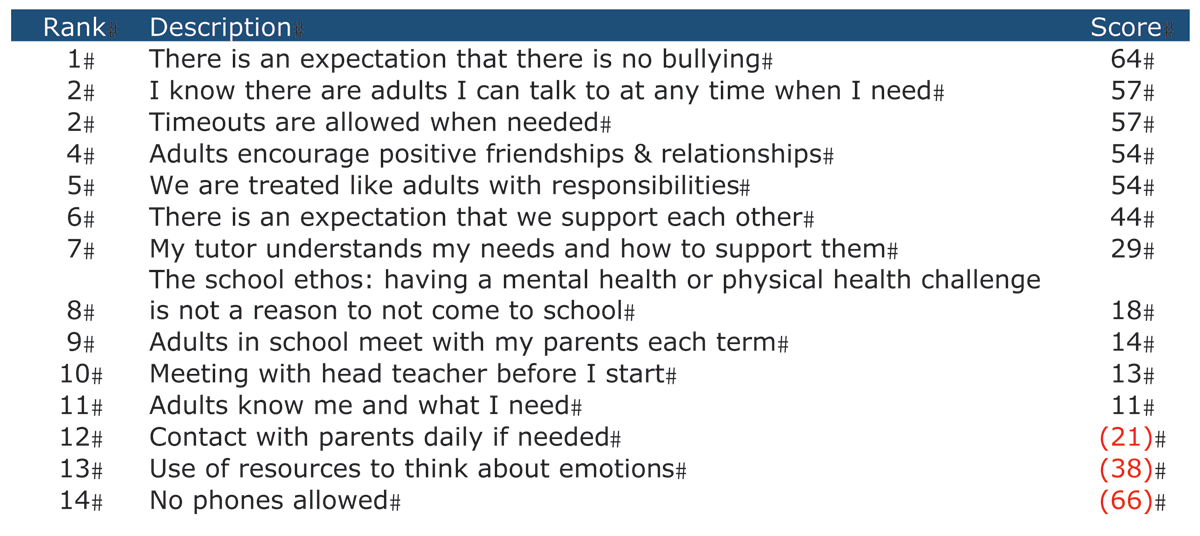 Participants’ Rankings of Relational Elements