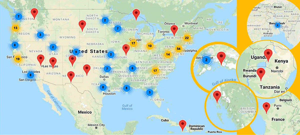 Cooperative Gardens Commission resource-sharing map, 2020