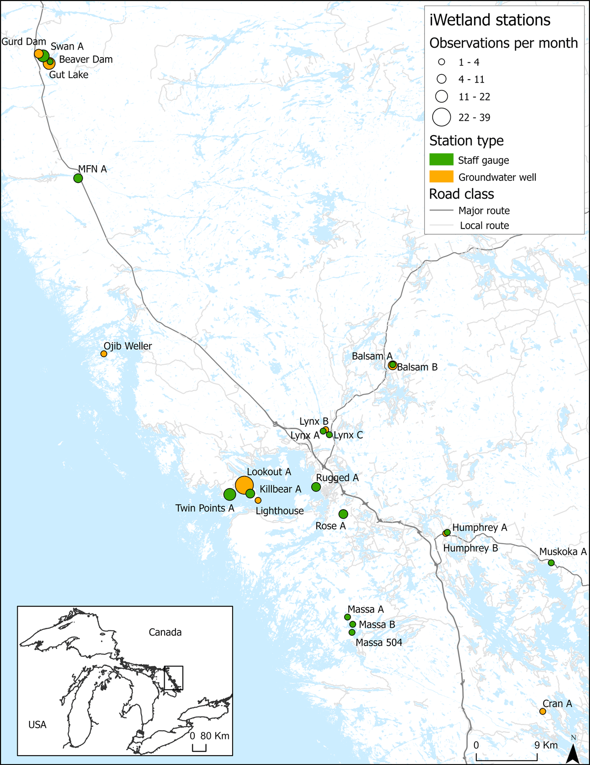 Study area along Georgian Bay in South-Central Ontario