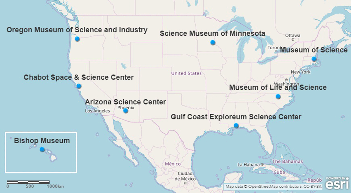 Science Center Public Forum Deliberation Host Sites (2017–2018)