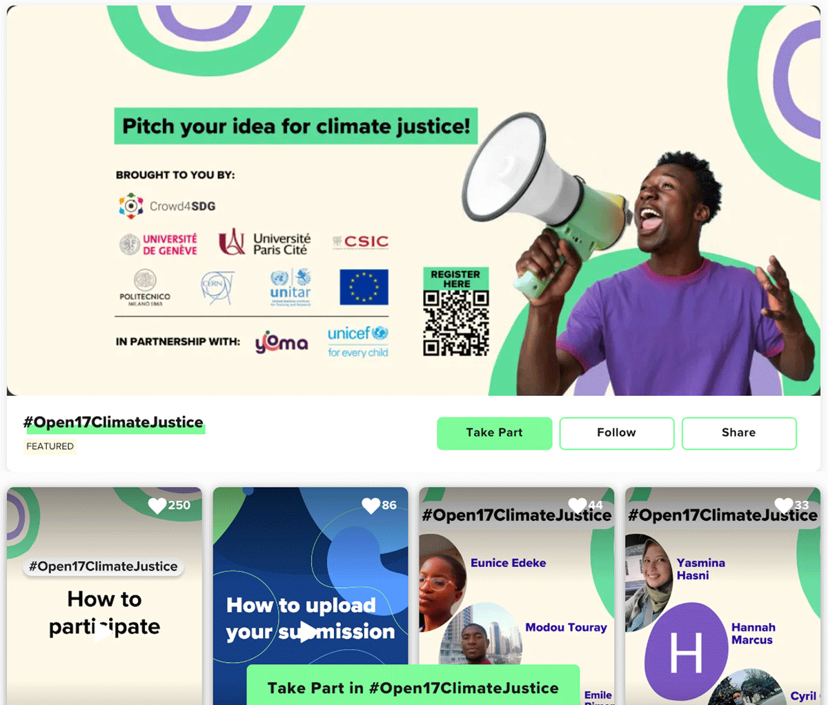 Recruitment banner for the Open17 Challenge on climate justice