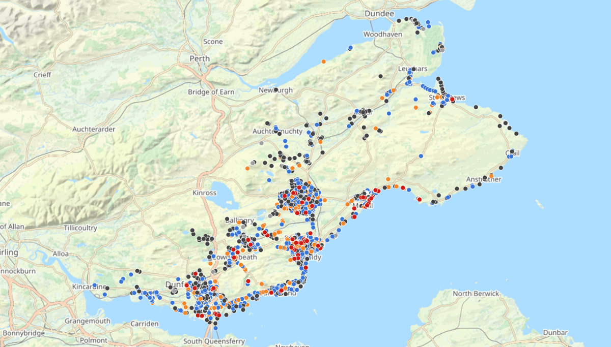 Interactive map showing litter-picking activities in Fife