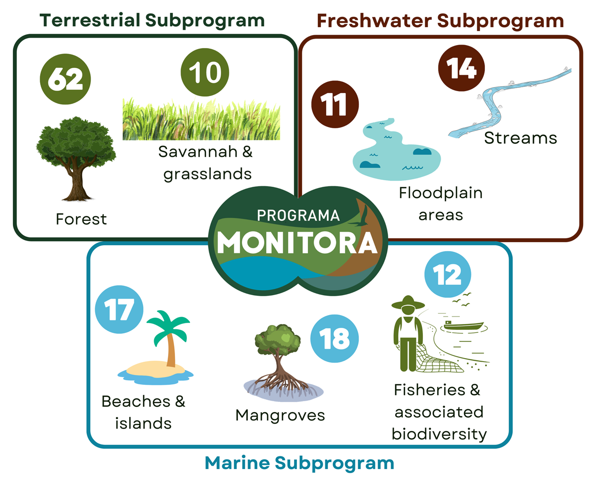 Number of Brazilian protected areas participating in each component of Monitora Program