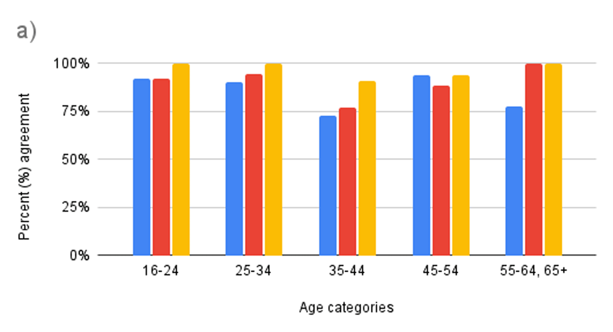 Agreement regarding the top three motivations to participation across key demographic groups