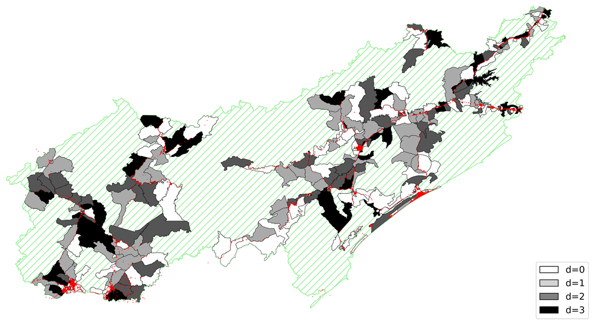 Differences between the real and predicted labels for each census