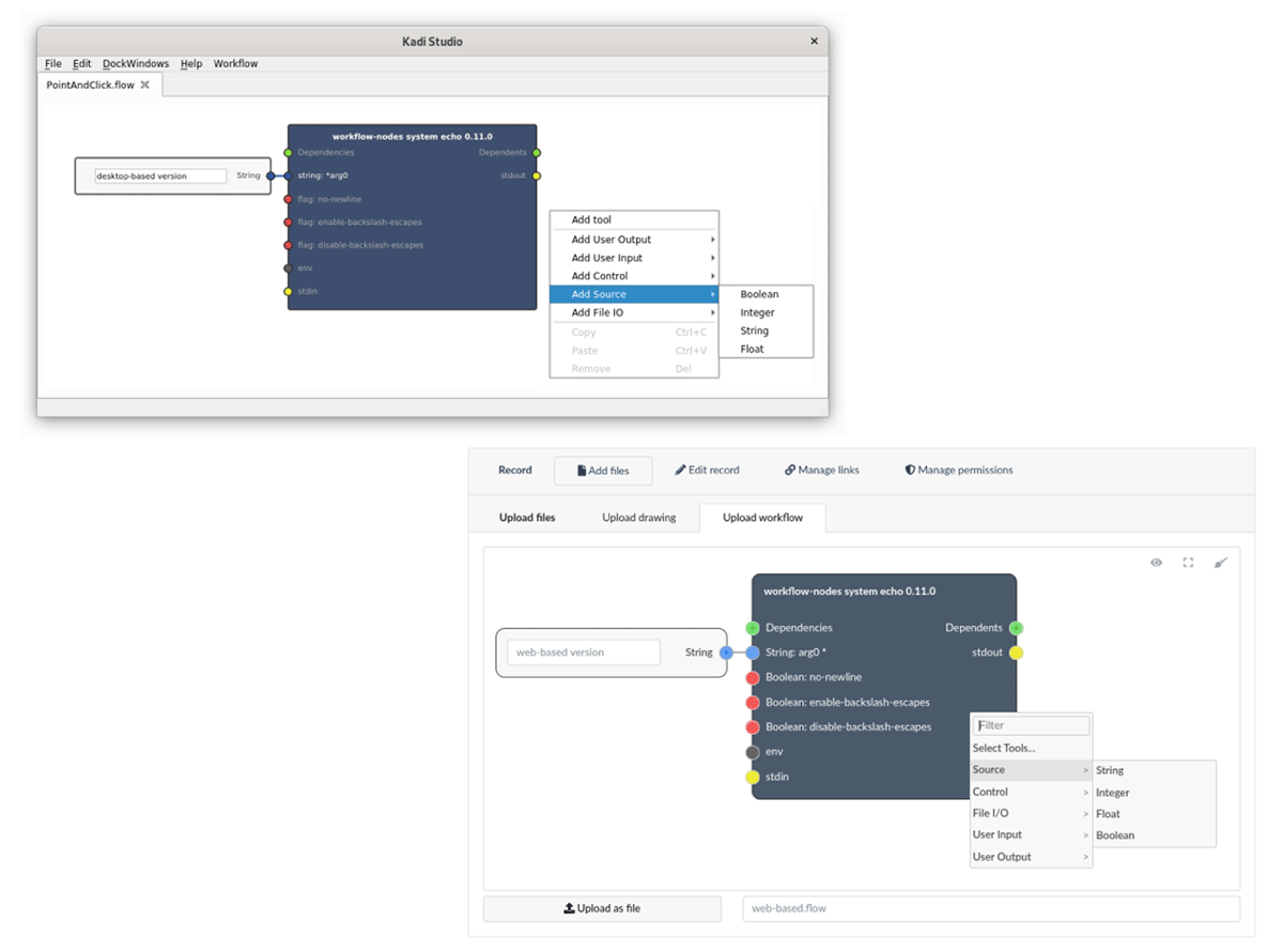 GUIs of the available workflow editors