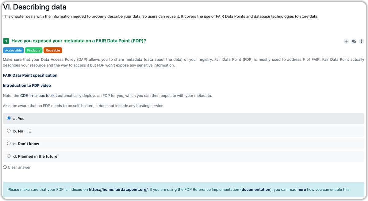 Screenshot of the Data Stewardship Wizard questionnaire module