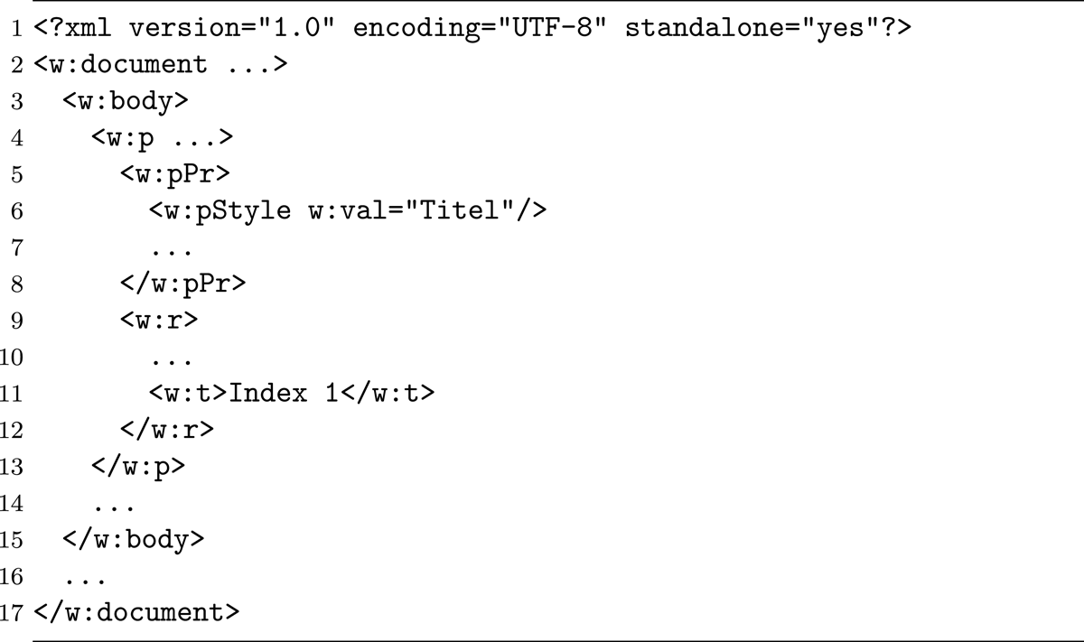 Excerpt of a document.xml