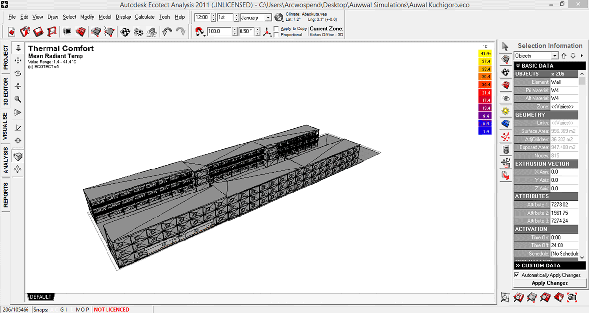 Exported building in Ecotect analysis 2011.