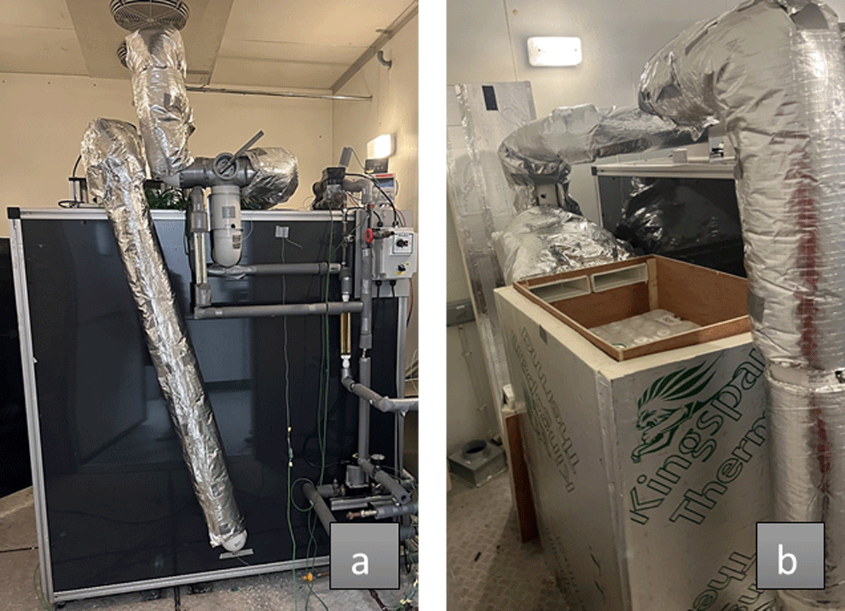 (a) PCM vapor-compressor test box, (b) PCM thermal storage box