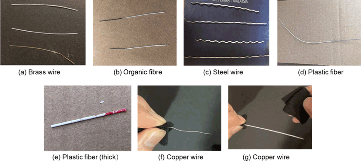 Image of different coated fiber samples