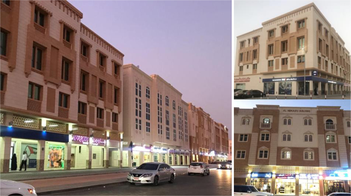 Examples of local architectural style of mixed-use buildings in Zone A