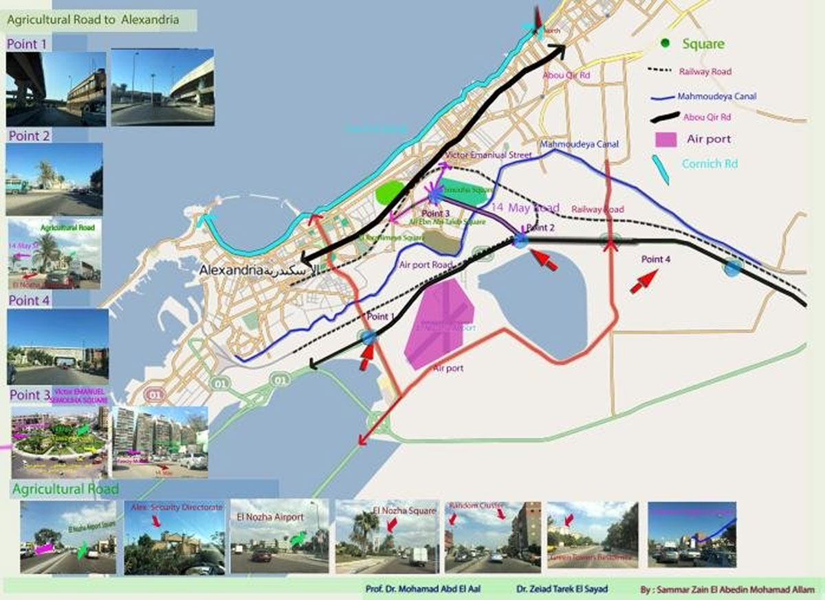 Existing Main Roads & Squares in Alexandria City (Allam, 2015)