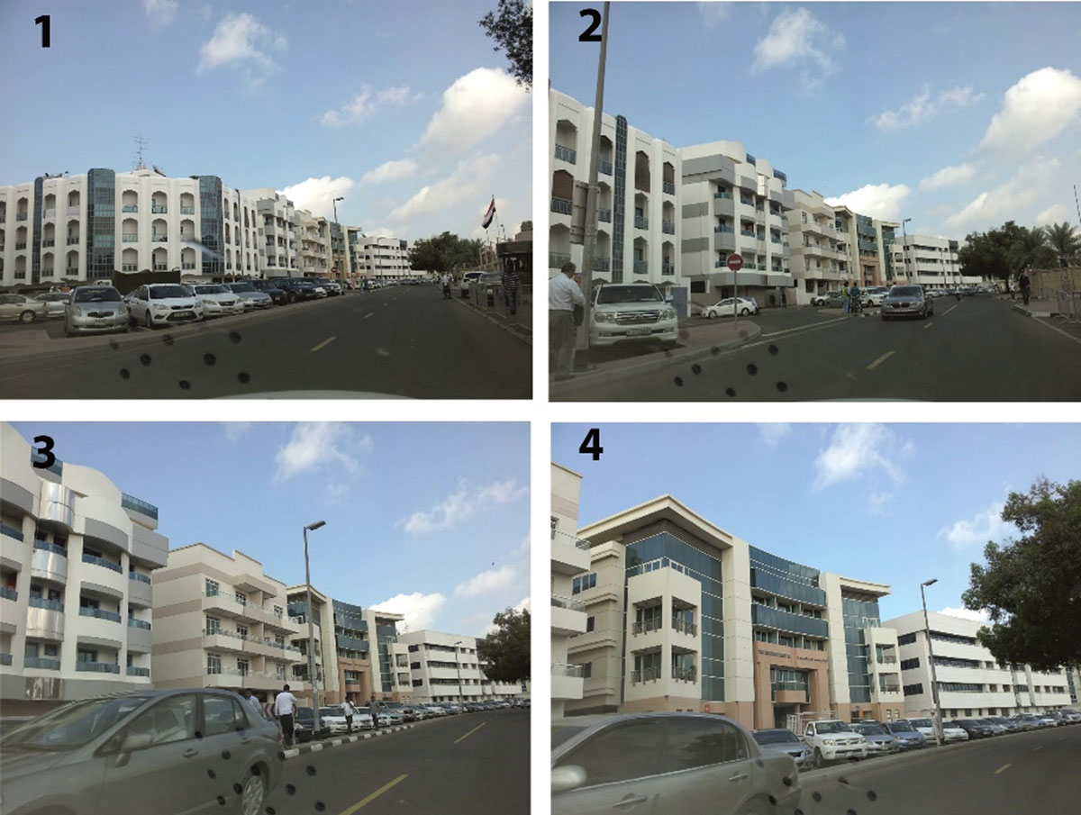 Sequence of shots in of one side of one street in Dubai