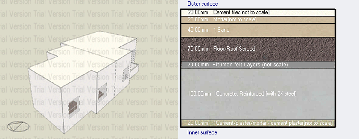 The layers material roof of traditional case (Design-builder Screen shoot)