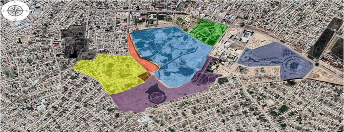 Scheme of the CDC territory development in Turkestan (colored areas – positive development, black areas – the zone of the industrial territory)