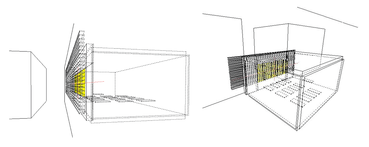 Geometric model of the examined room and its urban context