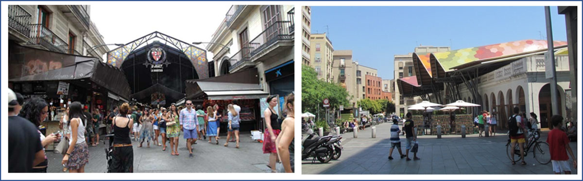 Preserved traditional markets within Barcelona’s old city
                            neighborhoods