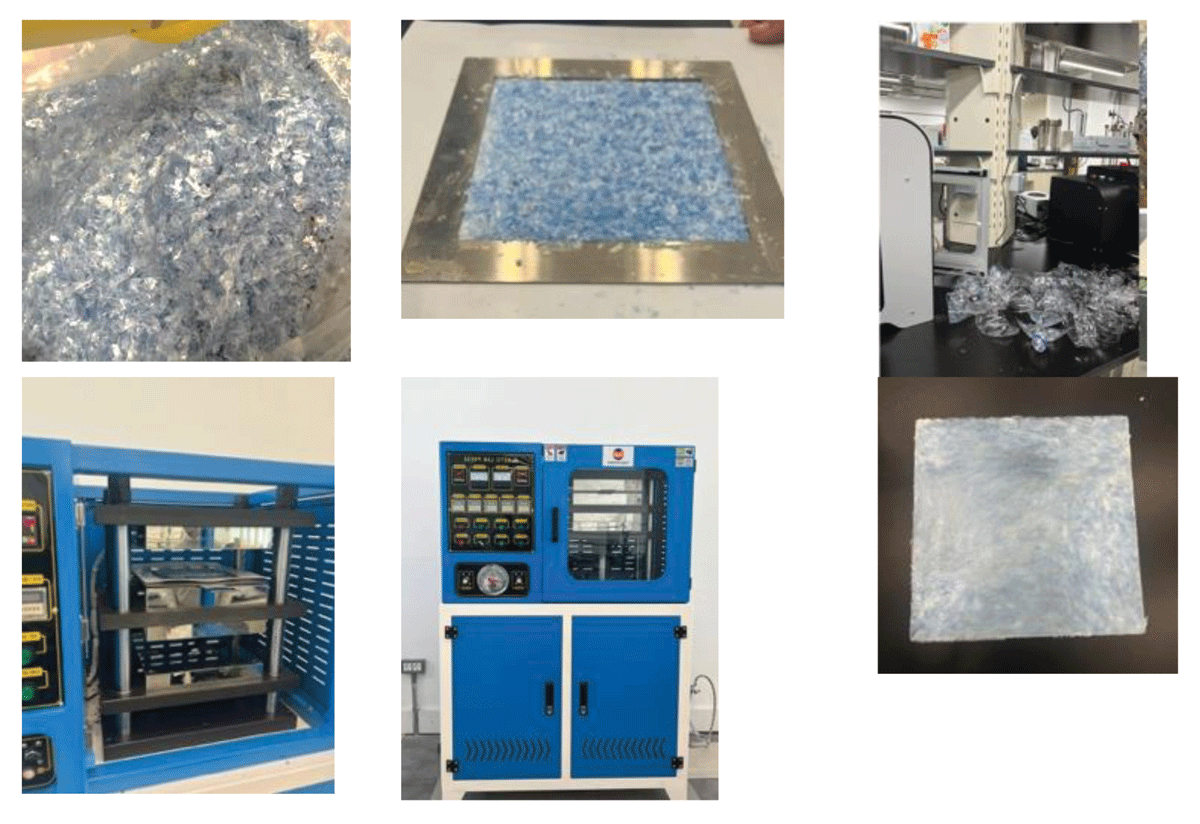 Images of the shredded waste plastic before and after melting to convert to solid layer or use it as shredded layer