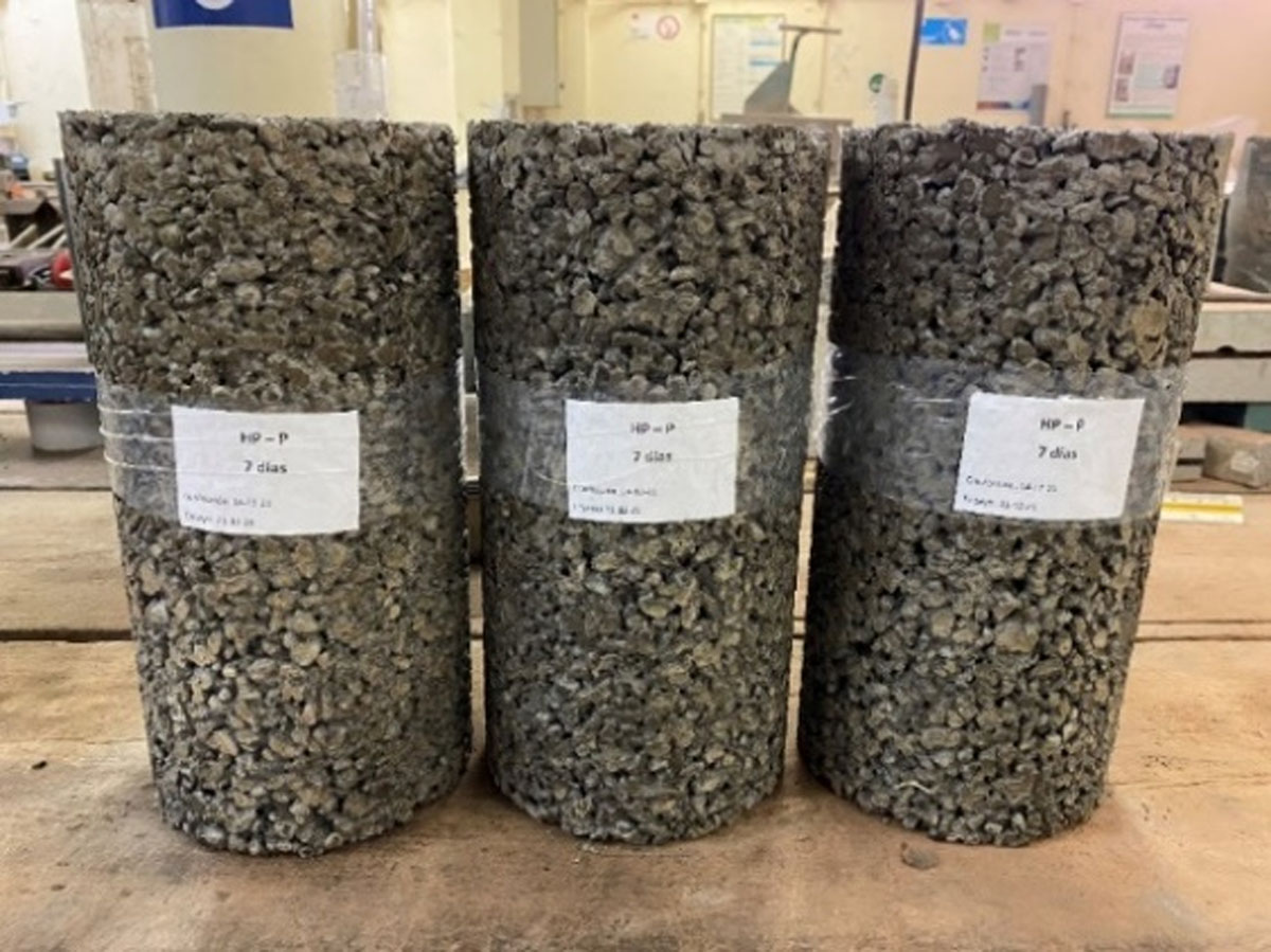 Samples of pervious concrete