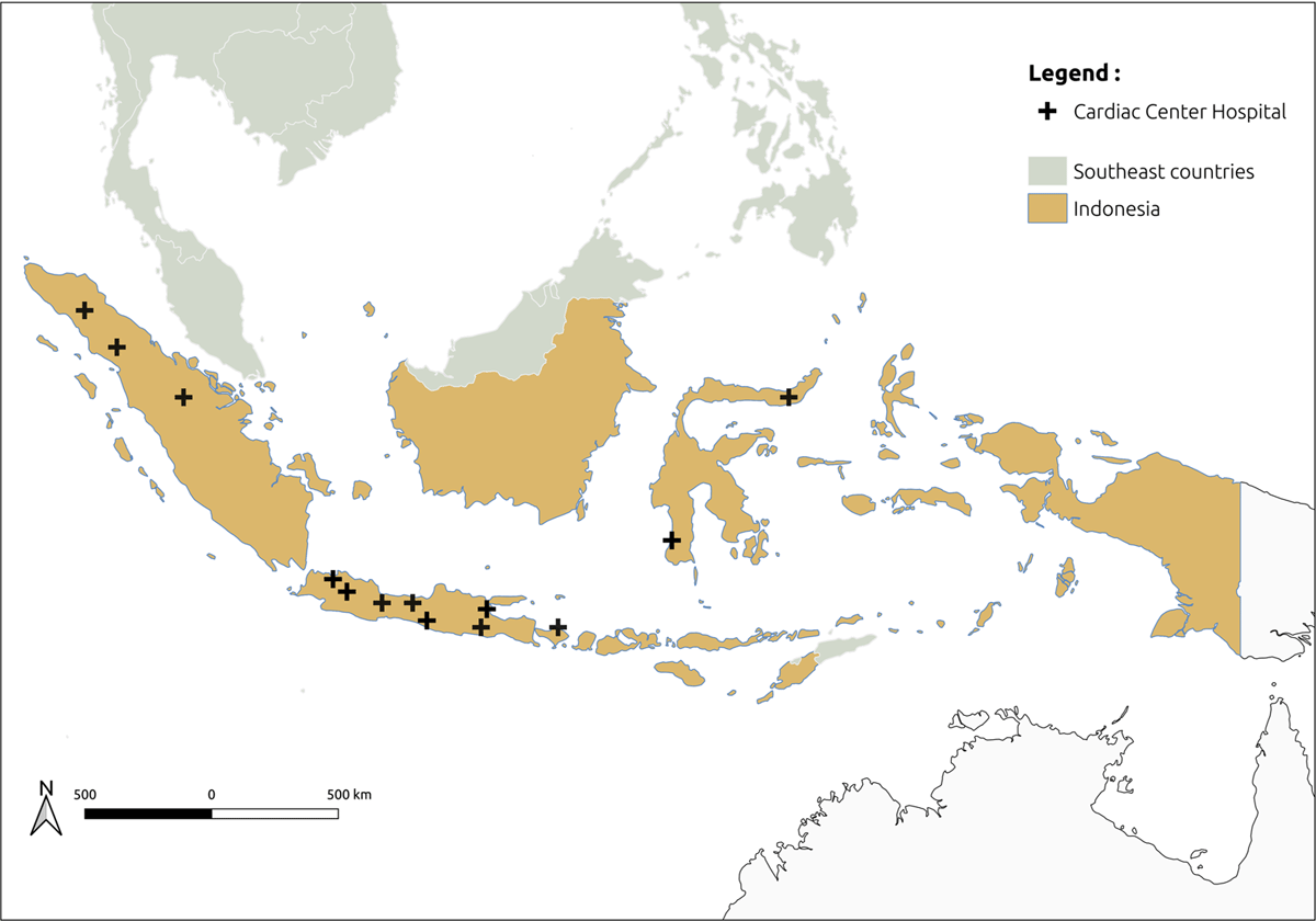 Indonesia in South-East Asia Region (SEAR), with cardiac centers across the archipelago